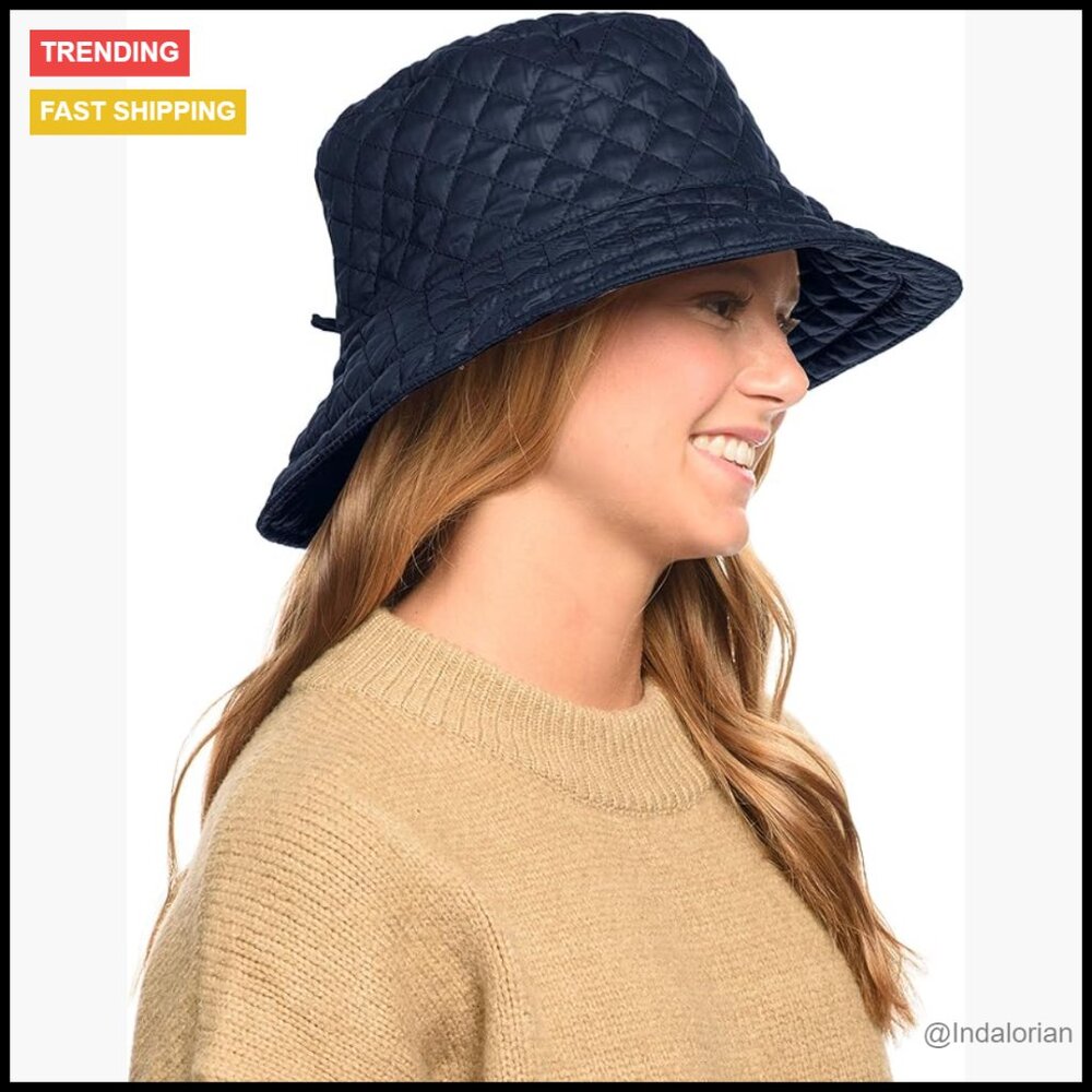 Quilted Water Repellent Bucket Hat Adjustable Drawstring Foldable Travel Chic